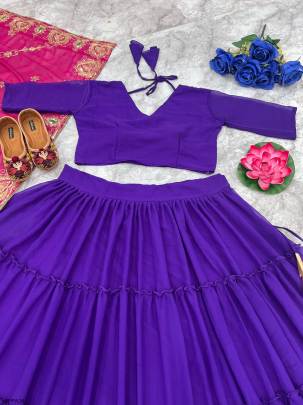 Purple New Designer Party Wear Lengha Choli and Duppata With Embrodary  Work