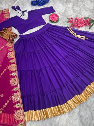 Purple New Designer Party Wear Lengha Choli and Duppata With Embrodary  Work