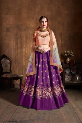 Purple Raw Silk Lehenga Choli From Cultural by Zee Clothing