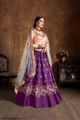 Purple Raw Silk Lehenga Choli From Cultural by Zee Clothing