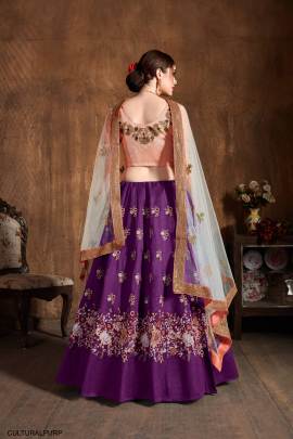 Purple Raw Silk Lehenga Choli From Cultural by Zee Clothing