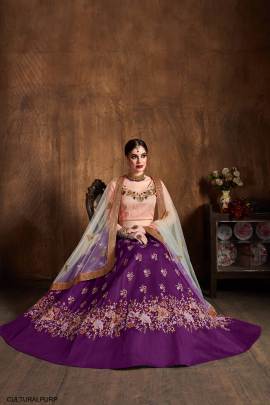 Purple Raw Silk Lehenga Choli From Cultural by Zee Clothing