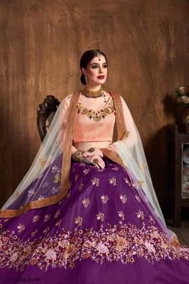 Purple Raw Silk Lehenga Choli From Cultural by Zee Clothing