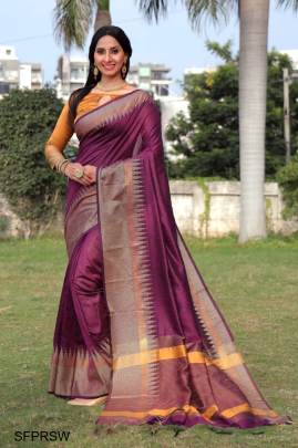 Purple Raw Silk Weaving Saree