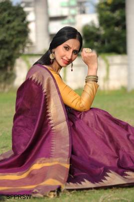 Purple Raw Silk Weaving Saree