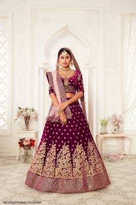 Purple Velvet Lehenga Choli From Neo Traditional Vol 2 by Zeel Clothing