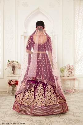 Purple Velvet Lehenga Choli From Neo Traditional Vol 2 by Zeel Clothing