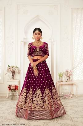 Purple Velvet Lehenga Choli From Neo Traditional Vol 2 by Zeel Clothing