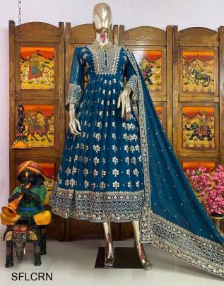 Rama New Designer Embroidery Work FULLY Stitched Fancy Buttons Anarkali