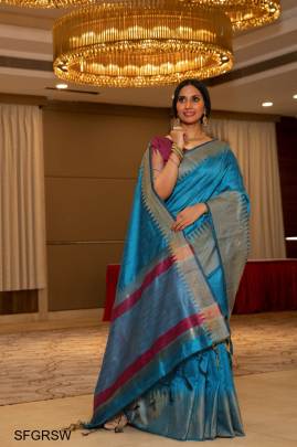 Rama Raw Silk Weaving Saree