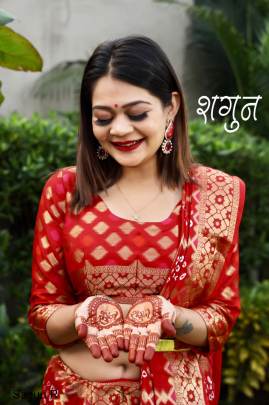 Red Beautiful Gharchola Bandhani Saree Catalog Sagun