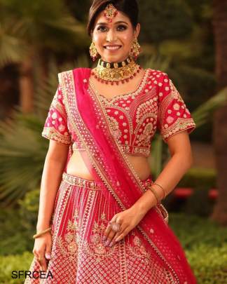 Red Colour Embroidered Attractive Party Wear Silk Lehenga choli