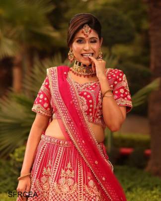 Red Colour Embroidered Attractive Party Wear Silk Lehenga choli