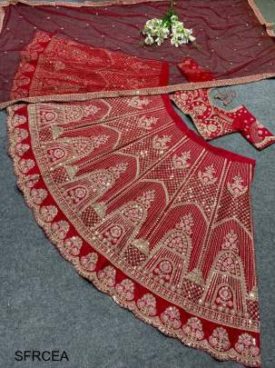 Red Colour Embroidered Attractive Party Wear Silk Lehenga choli