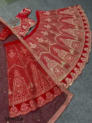 Red Colour Embroidered Attractive Party Wear Silk Lehenga choli