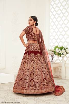 Red Velvet Lehenga Choli From Neo Traditional Vol 2 by Zeel Clothing