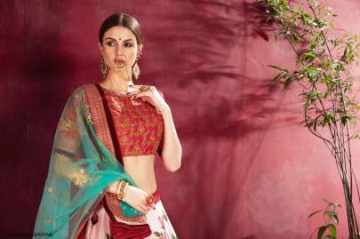 Rose Pink Heavy Banglori Silk Lehenga Choli From Carnations by Zeel Clothing