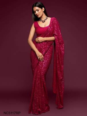 Rose Pink Heavy Embroider Sequance Saree NC5117