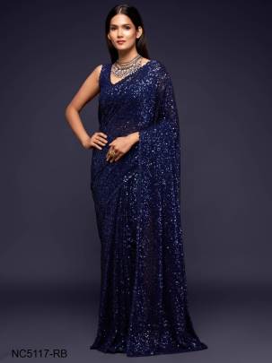 Royal Blue Heavy Embroider Sequance Saree NC5117