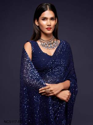 Royal Blue Heavy Embroider Sequance Saree NC5117