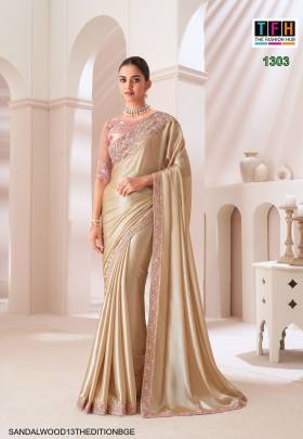  Sartin Gold Chiffon Saree in Beige