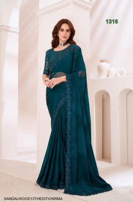  Shaded Silver Chiffon Saree in Rama