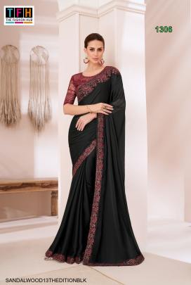 Silk Chiffon Saree in Black