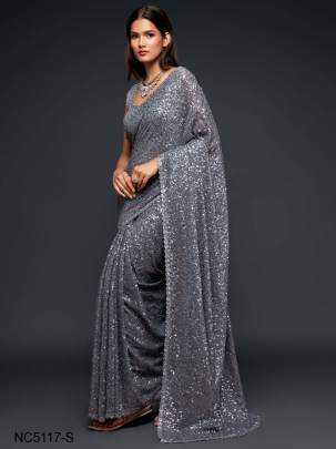 Silver Heavy Embroider Sequance Saree NC5117