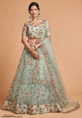 Sky Blue Lehenga Choli From Neo Romantic Vol 2 by Zeel Clothing