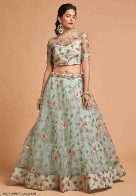 Sky Blue Lehenga Choli From Neo Romantic Vol 2 by Zeel Clothing