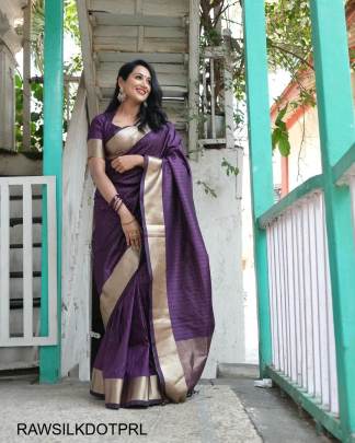 Soft Banarasi Raw Silk Saree in Purple