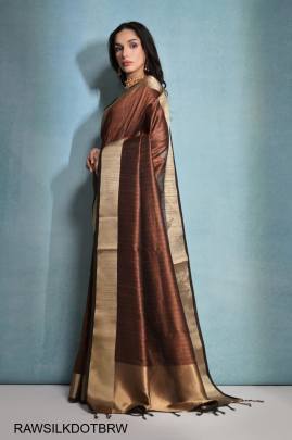 Soft Banarasi Raw Silk Saree in Brown