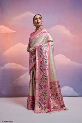 Soft Banarasi Silk Paithani Saree in Off White