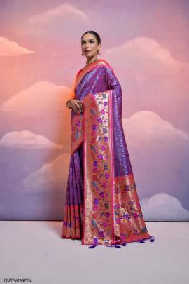 Soft Banarasi Silk Paithani Saree in Purple