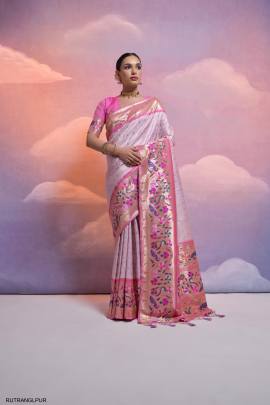 Soft Banarasi Silk Paithani Saree in Light Purple