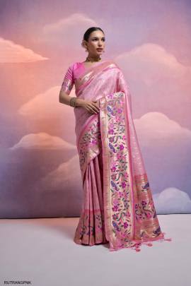 Soft Banarasi Silk Paithani Saree in Light Pink