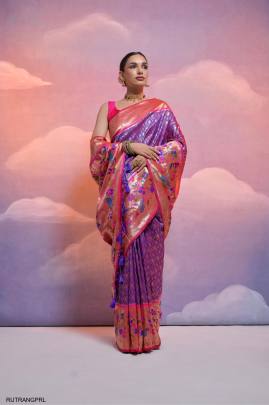 Soft Banarasi Silk Paithani Saree in Purple