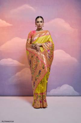 Soft Banarasi Silk Paithani Saree in Yellow