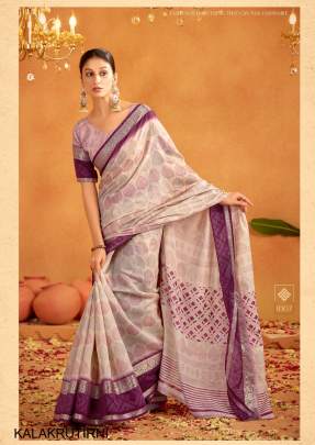 Soft Cotton with Jacquard Border Saree in Rani