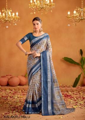 Soft Cotton with Jacquard Border Saree in Blue