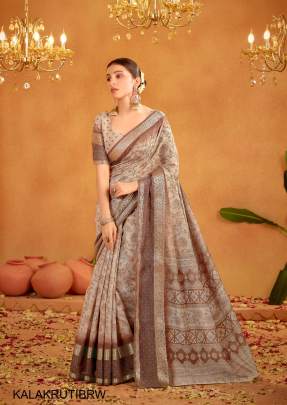 Soft Cotton with Jacquard Border Saree in Light Brown