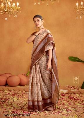 Soft Cotton with Jacquard Border Saree in Dark Brown