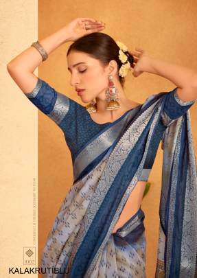 Soft Cotton with Jacquard Border Saree in Blue