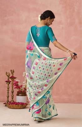 Soft Onyx Brasso Organza Saree in Rama