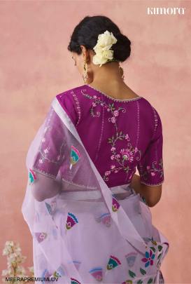 Soft Onyx Brasso Organza Saree in Lavender