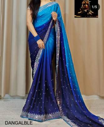 Soft Pure Blooming Black Rangoli Padding Silk Saree in Blue