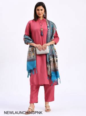 Solid Pink Color Fully Stitched Ethnic Set