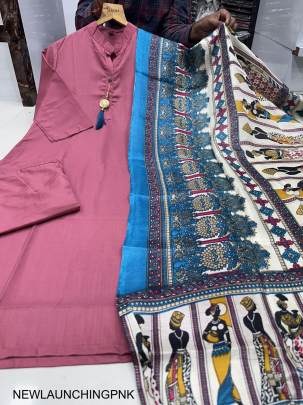 Solid Pink Color Fully Stitched Ethnic Set