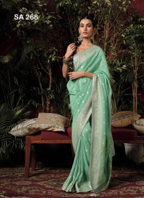 Special Designer Concept Pure Viscose Dola Silk Saree in Light Rama Green