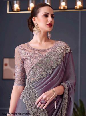 Sun & Sine Chiffon Designer Saree in Lavender